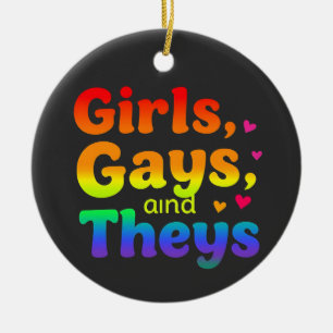 Mädchen, Schwule, und sie sind LGBT-Pride Monatsin Keramik Ornament