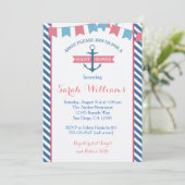 Mädchen-SeeBabyparty-Einladungs-Rosa und Blau Einladung (Stehend Vorderseite)