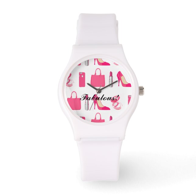 Mädchen sehen zu armbanduhr (Vorderseite)
