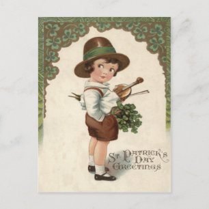 Mädchen Shamrock Violine Postkarte