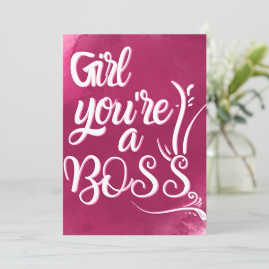 Mädchen Sie sind Boss - die Chefin zitiert Feiertagskarte (Stehend Vorderseite)