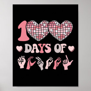 Mädchen signieren Sprache 100. Tag der Schuloutfit Poster