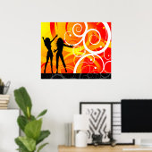 Mädchen Silhouetten tanzen vor dem Hintergrund von Poster (Heimbüro)
