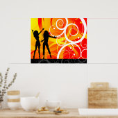 Mädchen Silhouetten tanzen vor dem Hintergrund von Poster (Küche)
