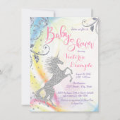 Mädchen Silver Unicorn Kinderdusche Einladungen (Vorderseite)