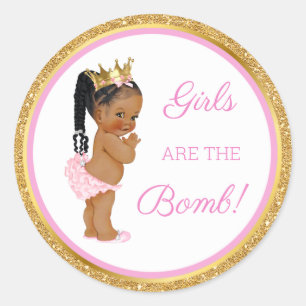 Mädchen sind der Knaller! Badgeschenk etc. Pink Go Runder Aufkleber