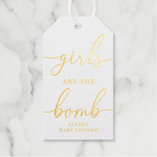 Mädchen sind die Bomb-Gold-Foil-Gefälligkeitstafel Geschenkanhänger