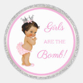 Mädchen sind die Bombe! Bath Gift Etc Pink Silver Runder Aufkleber (Vorderseite)