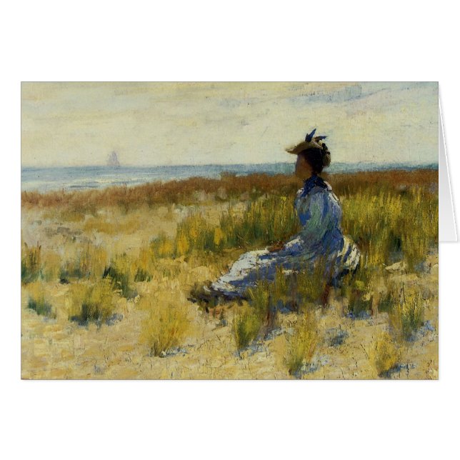 Mädchen sitzt am Meer (Vorderseite (Horizontal))