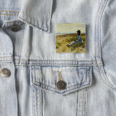 Mädchen sitzt am Meer Button (Beispiel)