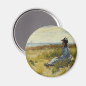 Mädchen sitzt am Meer Magnet (Vorderseite/Rückseite)