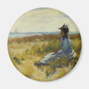 Mädchen sitzt am Meer Magnet