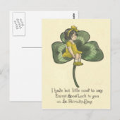 Mädchen sitzt auf Shamrock Postkarte (Vorne/Hinten)