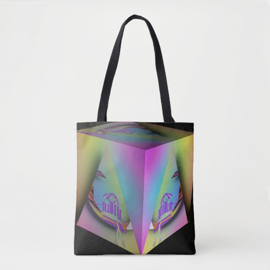 Mädchen sitzt in Pyramidenwürfel Tasche (Vorderseite)