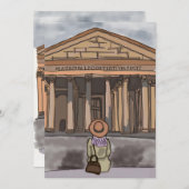 Mädchen sitzt vor Pantheon in Rom. Einladung (Vorne/Hinten)