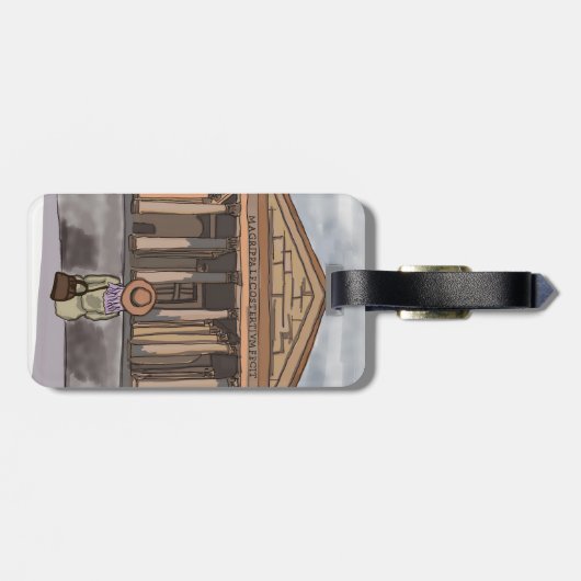 Mädchen sitzt vor Pantheon in Rom. Gepäckanhänger (Rückseite horizontal)