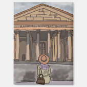 Mädchen sitzt vor Pantheon in Rom. Magnet (Vorderseite)