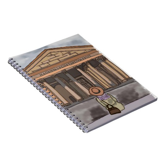 Mädchen sitzt vor Pantheon in Rom. Notizblock (Rechte Seite)