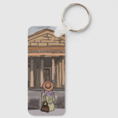 Mädchen sitzt vor Pantheon in Rom. Schlüsselanhänger (Rückseite)