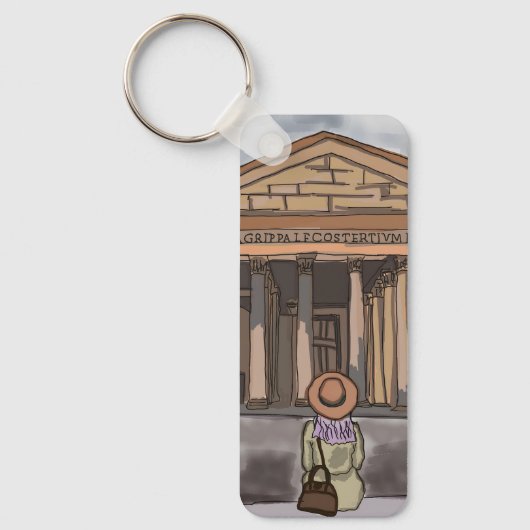 Mädchen sitzt vor Pantheon in Rom. Schlüsselanhänger (Vorderseite)