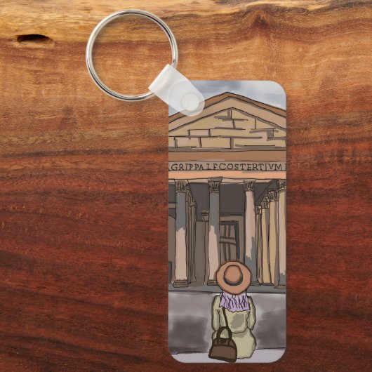 Mädchen sitzt vor Pantheon in Rom. Schlüsselanhänger (Vorderseite)