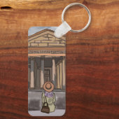 Mädchen sitzt vor Pantheon in Rom. Schlüsselanhänger (Rückseite)