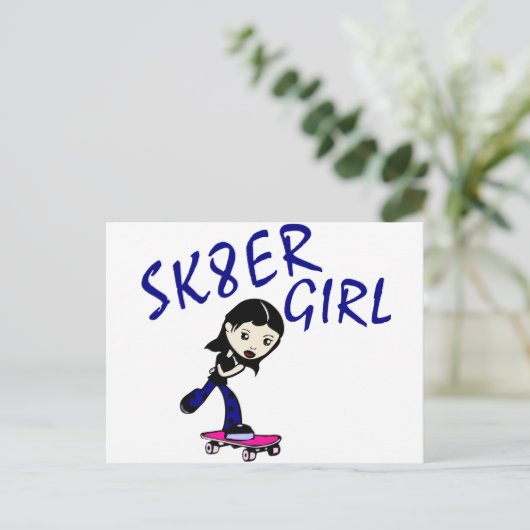 Mädchen sk8er postkarte (Stehend Vorderseite)