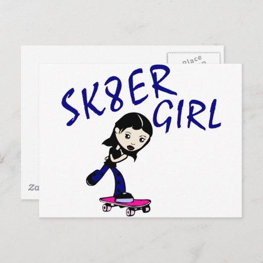 Mädchen sk8er postkarte (Vorne/Hinten)