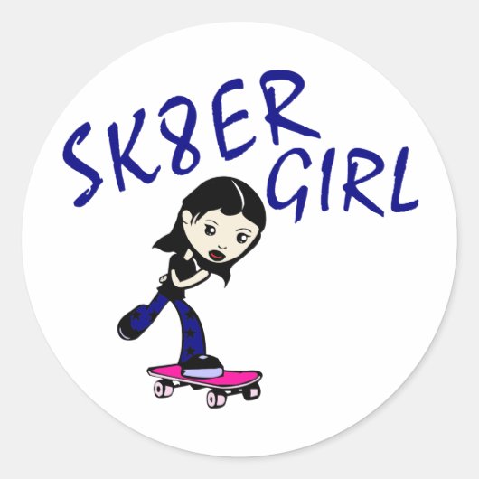 Mädchen sk8er runder aufkleber (Vorderseite)