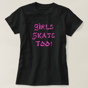 Mädchen Skate auch! Schwarzes Shirt mit rosa