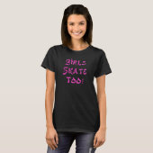 Mädchen Skate auch! Schwarzes Shirt mit rosa (Vorne ganz)