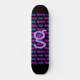 Mädchen Skate auch! - Schwarzes Skateboard - (pink