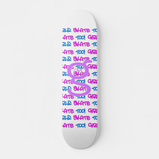 Mädchen Skate auch! - Weißes Skateboard - (pink & (Vorne)
