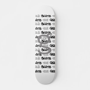 Mädchen Skate auch! - Weißes Skateboard - (schwarz