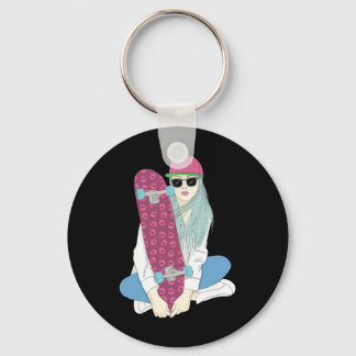 Mädchen Skate Skateboard Skateboarding Machen Eine Schlüsselanhänger