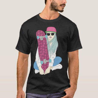 Mädchen Skate Skateboard Skateboarding Machen Eine T-Shirt