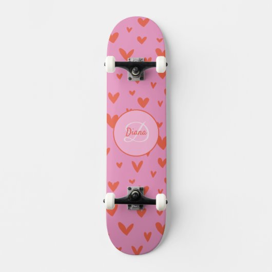 Mädchen Skateboard Monogramm und Name (Vorderseite)