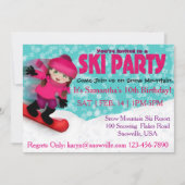 Mädchen-Ski-Party Einladung (Vorderseite)