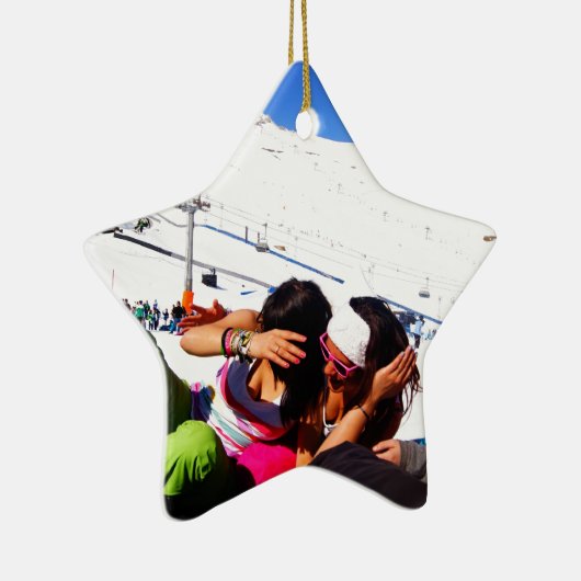 Mädchen-Skisteigung Keramikornament (Rechts)