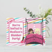 Mädchen Slumber Party Geburtstag Hübsch Pink Sleep Einladung (Stehend Vorderseite)