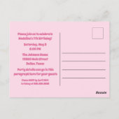 Mädchen Slumber Party Geburtstag Rosa Einladung Postkarte (Rückseite)