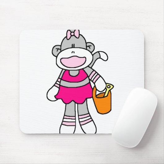 Mädchen-Socken-Affe am Strand Mousepad (Mit Mouse)
