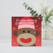 Mädchen-Socken-Affe-Geburtstags-Einladung Einladung (Stehend Vorderseite)