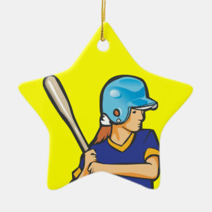 Mädchen Softball Baseballspieler Grafik Keramikornament