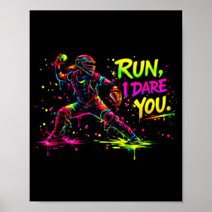 Mädchen Softball-Fänger Grafik fett Farbspritzer Poster