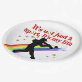 MÄDCHEN SOFTBALL RED RAINBOW INSPIRATIONAL DESIGN PAPPTELLER (Schrägansicht)