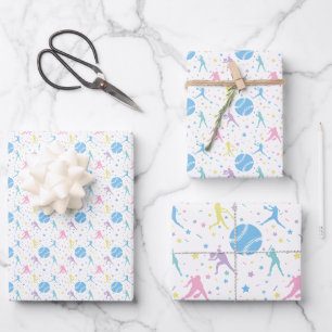 Mädchen Softball Spieler Sterne Geschenkpapier Set