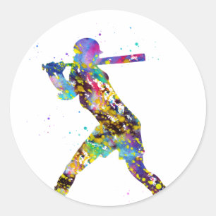 Mädchen Softball-Spielerin Runder Aufkleber