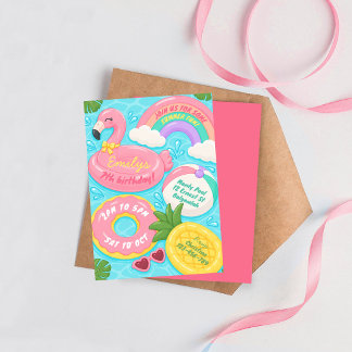 Mädchen Sommer Flamingo Poolparty Geburtstag Einladung