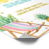 Mädchen Sommer Strand Geburtstagsfeier Tischschild Poster (Ecke)